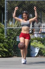 AMANDA CERNY in Shorts and Tank Top Playing Basketball in Beverly Hills