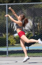 AMANDA CERNY in Shorts and Tank Top Playing Basketball in Beverly Hills