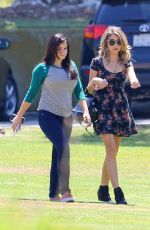 ARIEL WINTER and SARAH HYLAND on the Set of Modern Family in Pasadena