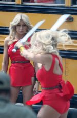 ASHLEY BENSON on the Pixel Movie Set in Toronto