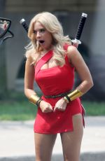 ASHLEY BENSON on the Pixel Movie Set in Toronto