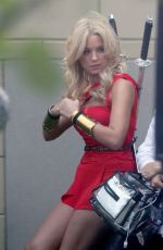 ASHLEY BENSON on the Pixel Movie Set in Toronto