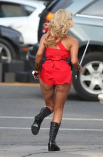 ASHLEY BENSON on the Set of Pixels in Toronto