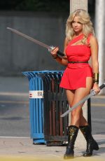 ASHLEY BENSON on the Set of Pixels in Toronto