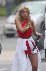 ASHLEY BENSON on the Set of Pixels in Toronto