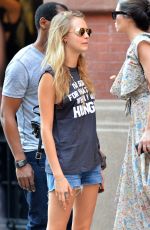 CARA DELEVINGNE in Cutoff Out and About in New York