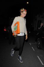 CARA DELEVINGNE Leaves Chiltern Firehouse in London