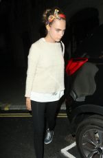 CARA DELEVINGNE Leaves Chiltern Firehouse in London