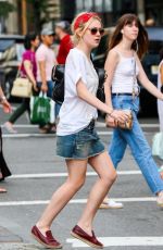 DAKOTA FANNING in Denim Shorts Out in New York