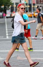 DAKOTA FANNING in Denim Shorts Out in New York