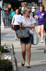 DAKOTA FANNING in Denim Skirt Out in New York