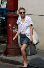 DAKOTA FANNING in Denim Skirt Out in New York