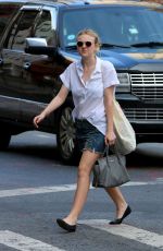 DAKOTA FANNING in Denim Skirt Out in New York