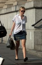 DAKOTA FANNING in Denim Skirt Out in New York