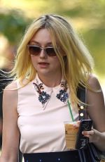 DAKOTA FANNING in Short Skirt Out in New York