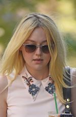 DAKOTA FANNING in Short Skirt Out in New York