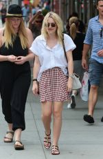 DAKOTA FANNING in Short Skirt Out in Soho