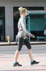 ELLE FANNING in Leggings Leaves a Gym in Los Angeles