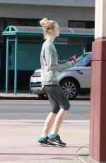 ELLE FANNING in Leggings Leaves a Gym in Los Angeles