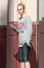 ELLE FANNING in Leggings Leaves a Gym in Los Angeles