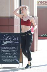ELLE FANNING in Spandex and Tank Top at a Gym in Los Angeles