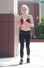 ELLE FANNING in Spandex and Tank Top at a Gym in Los Angeles