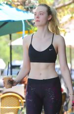 ELLE FANNING in Tank Top Out in Studio City
