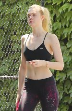 ELLE FANNING in Tank Top Out in Studio City
