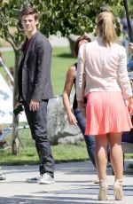 EMILY BETT RICKARDS on the Set of The Flash and Arrow in Vancouver