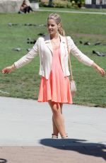 EMILY BETT RICKARDS on the Set of The Flash and Arrow in Vancouver