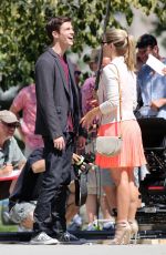 EMILY BETT RICKARDS on the Set of The Flash and Arrow in Vancouver