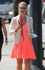 EMILY BETT RICKARDS on the Set of The Flash and Arrow in Vancouver