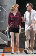 EMMA STONE on the Set of New Woody Allen’s Movie in Newport