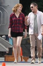 EMMA STONE on the Set of New Woody Allen’s Movie in Newport