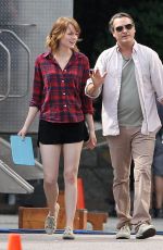 EMMA STONE on the Set of New Woody Allen’s Movie in Newport