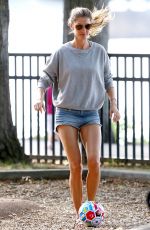 GISELE BUNDCHEN Playing Soccer at a Park in Boston