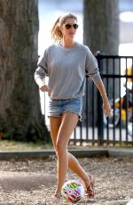 GISELE BUNDCHEN Playing Soccer at a Park in Boston