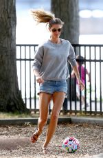 GISELE BUNDCHEN Playing Soccer at a Park in Boston