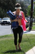 KALEY CUOCO in Tight and Sport Bra Leaves Yoga Class