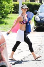 KALEY CUOCO in Tight and Sport Bra Leaves Yoga Class