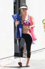 KALEY CUOCO in Tight and Sport Bra Leaves Yoga Class