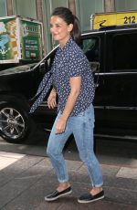 KATIE HOLMES Arrives at SiriusXM Studios in New York