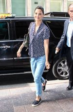 KATIE HOLMES Arrives at SiriusXM Studios in New York