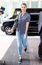 KATIE HOLMES Arrives at SiriusXM Studios in New York