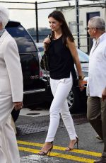 KATIE HOLMES Getting on a Helicopter Going to the Hamptons