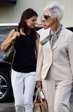 KATIE HOLMES Getting on a Helicopter Going to the Hamptons