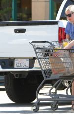 KIRSTEN DUNST in Denim Shorts Out Shopping in Los Angeles