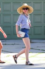 KIRSTEN DUNST in Denim Shorts Out Shopping in Los Angeles