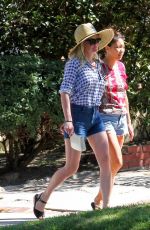 KIRSTEN DUNST in Denim Shorts Out Shopping in Los Angeles