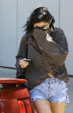 KYLIE JENNER in Cutoffs Shorts Out in Hollywood